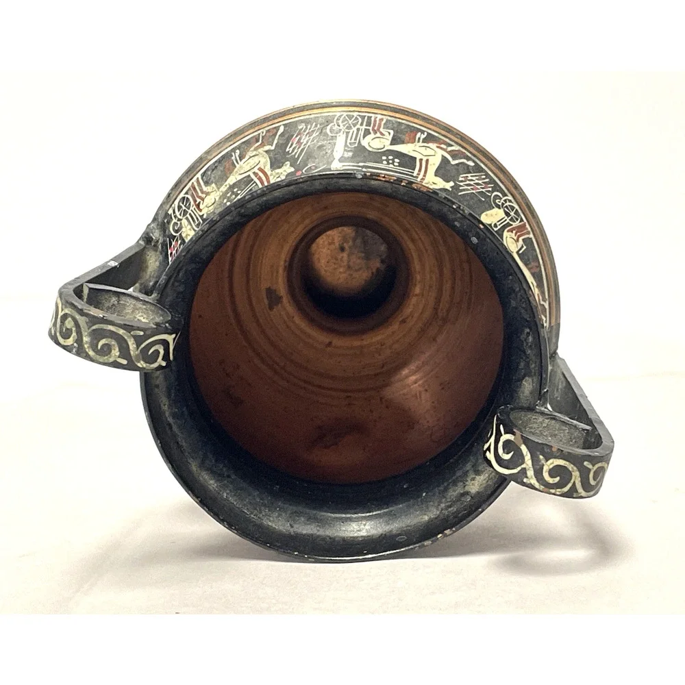 Greek Amphora Vase Hand Made in Greece Copper Black Urn 6